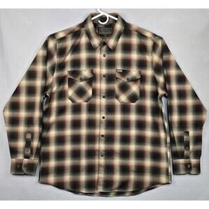 Dixxon Flannel Moreno Western Pearl Snap Low Rider Mens XL Brown Tan